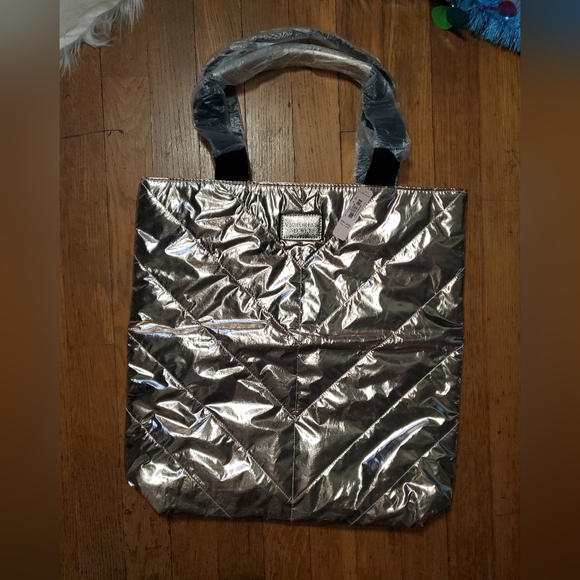 Victoria's Secret Rose Gold Quilted Metallic Tote - Picture 1 of 9